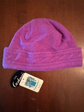 Portolano Lilac Cable-Knit Cashmere Kids Beanie